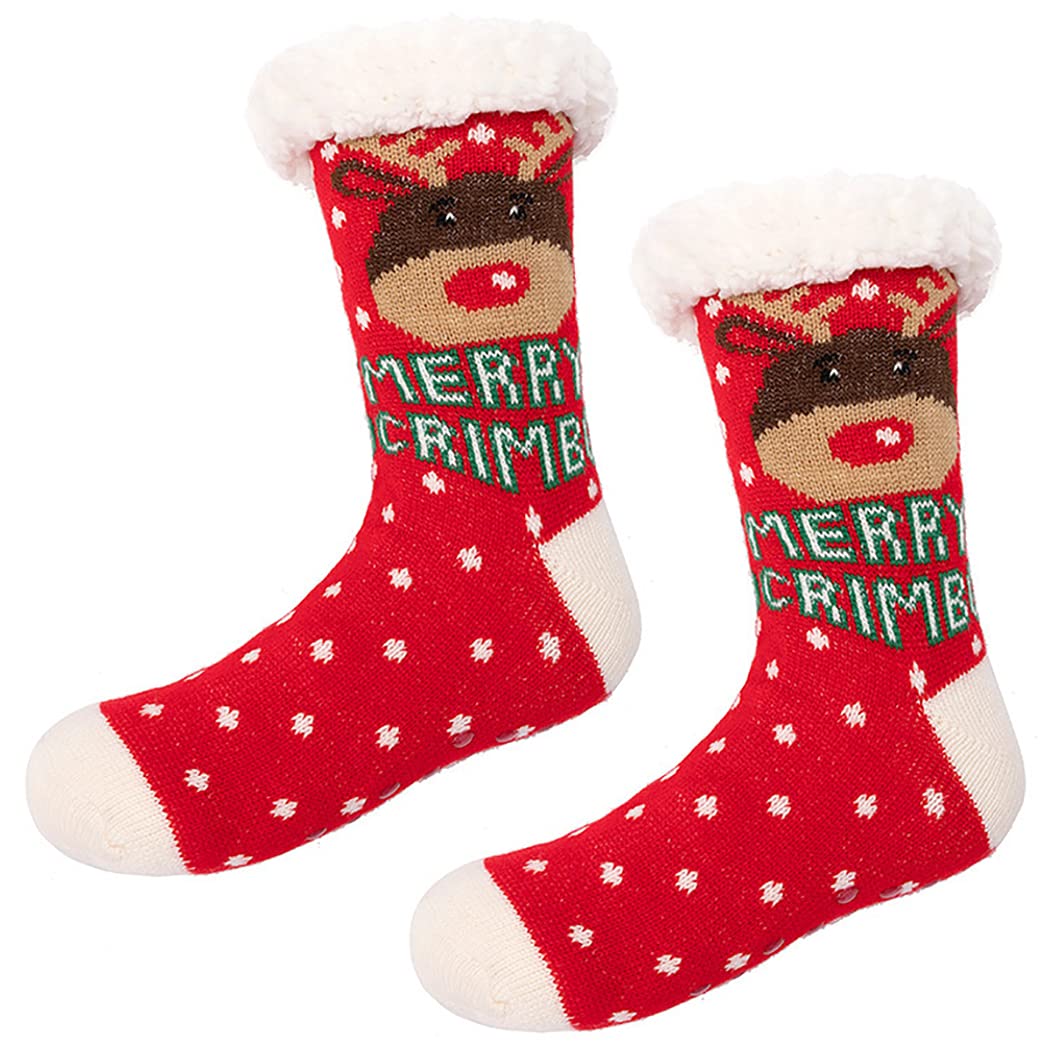 LicogelLicogel Christmas Socks Plush Reindeer Warm Patterned Soft Cozy Thickened Festive Sleeping Socks Winter Socks Festive Warm Soft Cozy
