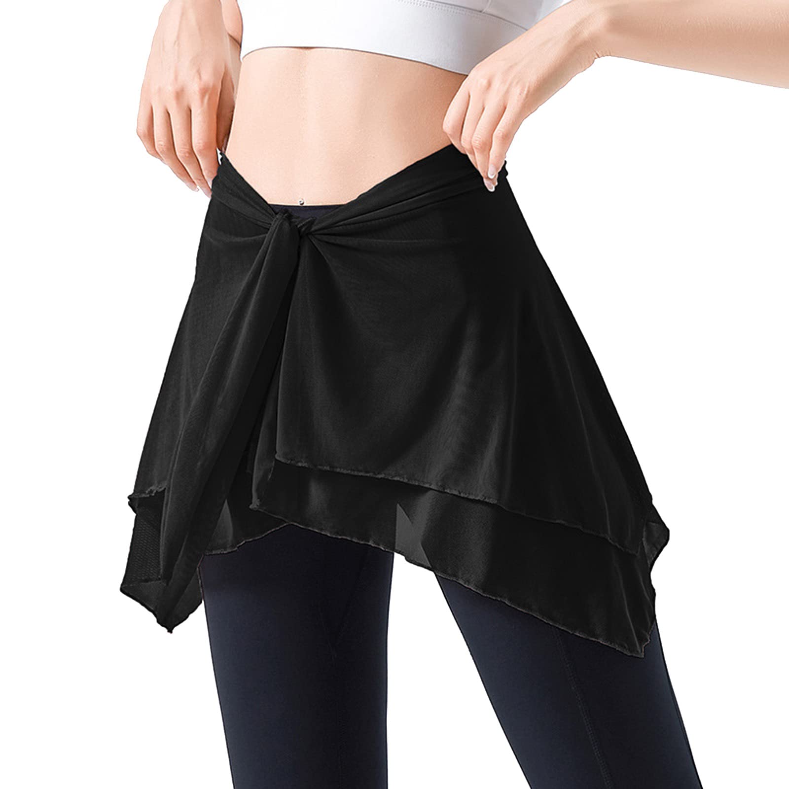 lopsity Women Yoga Ballet Tennis Skirts Tie Up Skirts Sport Wrap Short Skirt Cover Up Running Wrap Athletic Skirt-picture-26