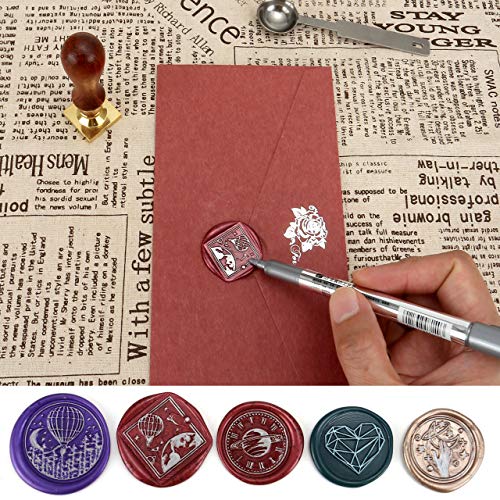 Mogokoyo 4 Stück Wachssiegelstift Gold & Silber Siegellack-Stift Metallic-Marker Set Farbstifte für Siegelwachs Deko (4)
