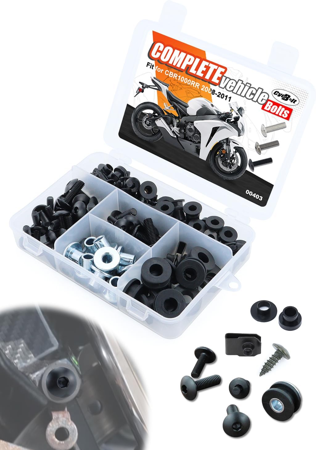 Full Sets Fairing Bolts Kit Compatible with CBR1000RR CBR 1000RR 2008-2011 CBR 1000 RR Complete Fairing Cowling Screws Mounting Bolt Cowling Screw Nut Fasteners Accessories