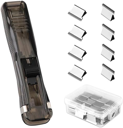 Engrapadora reutilizable con 58 piezas de acero inoxidable con clip de encuadernación de repuesto para el hogar, la escuela, el escritorio y la