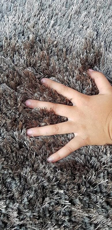 Image of Polyester Fluffy Fur Rugs & Modern Shaggy Floor Carpets for Living Room,Sofa Area,Hall,Kids Room,Guest Room | Elegent Bedside Runners for Besdroom(5X8 feet Grey)