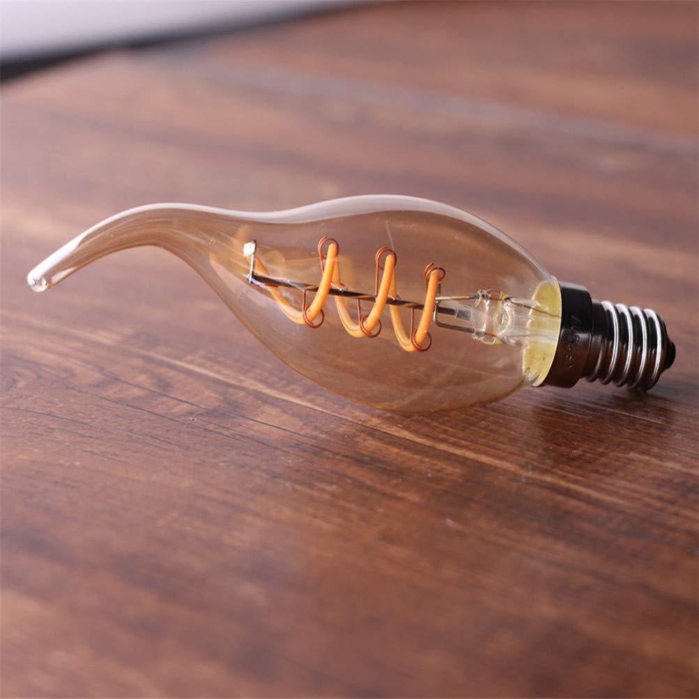 Ampoule LED à Filament spiralé dimmable 2200K rétro E14/ 220V Effet Flamme C35T décorative 3W, pour la Maison, Lot de 10