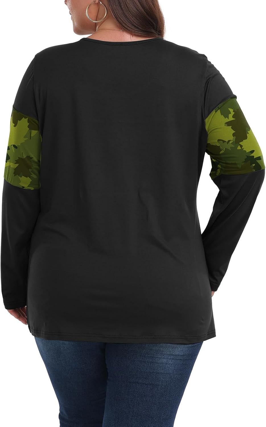 Women's Plus Size Tops Long Sleeve Crewneck Tops Colorblock Loose Fit Cute Ladies Tee Shirts - Image 5