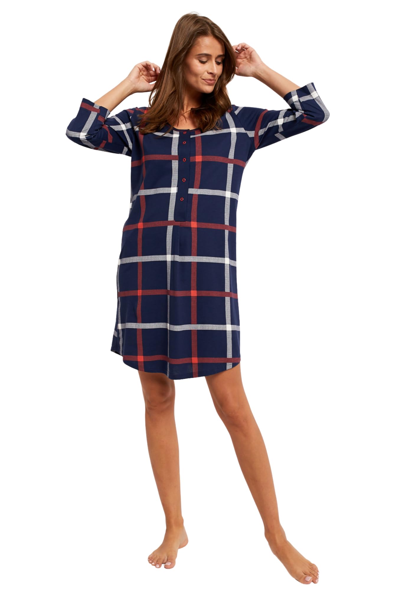 Italian Fashion Chemise de Nuit Femme Manches Longues | Vêtements de Nuit | Confortable et Douce Robe pour L Automne Hiver Printemps et Été | Nuisette S-XXL