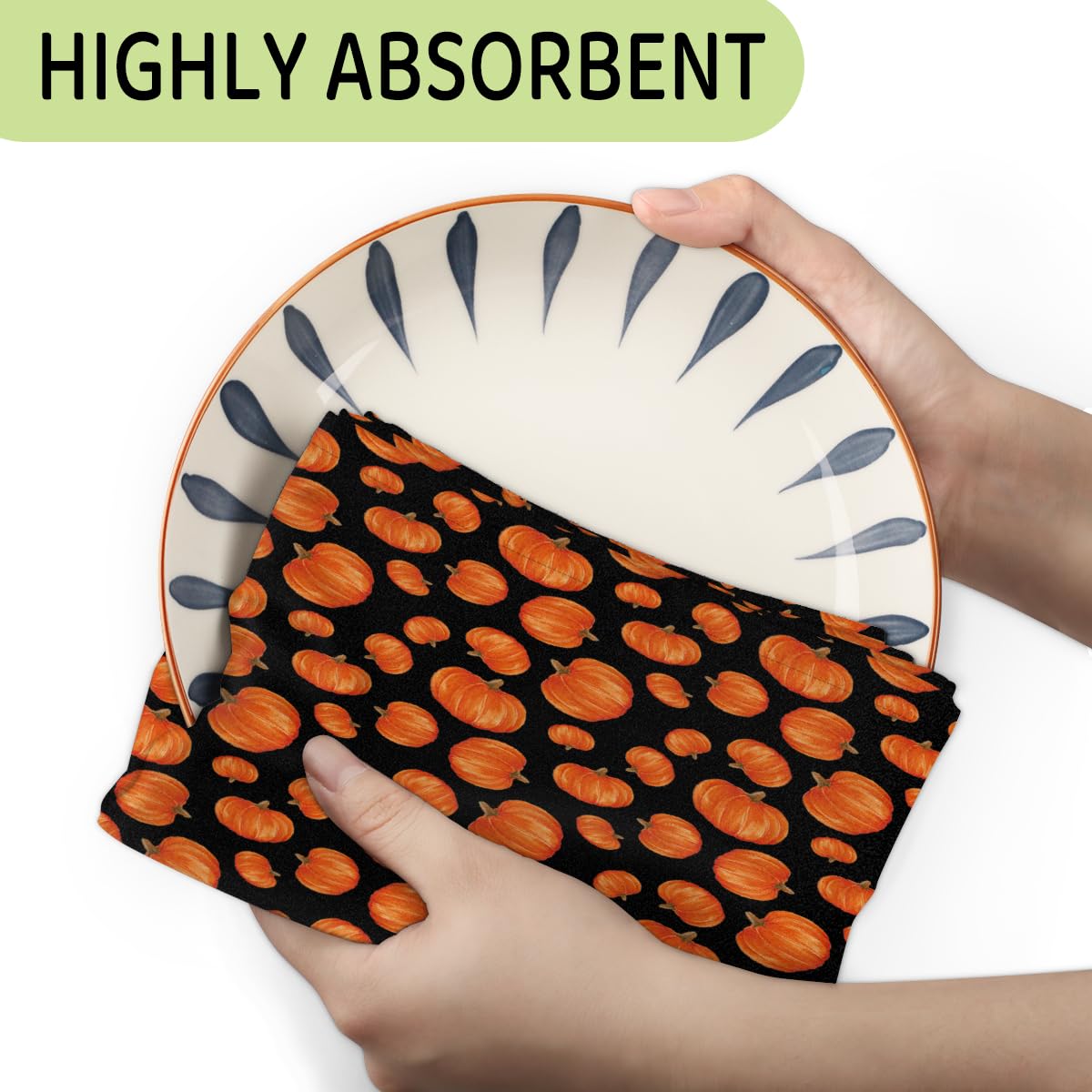 Set di 2 asciugamani da cucina a forma di zucca autunnale, morbidi e assorbenti, per casa, cucina, ristorazione, ristorante, 45 x 72 cm