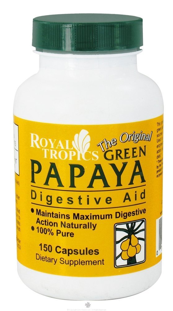 Royal Tropics Green Papaya Digestive Aid, 150 Capsules (Pack of 2)