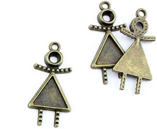 Bisutería bronce antiguo charms fl2061 triángulo niña Craft un montón reparación suministros
