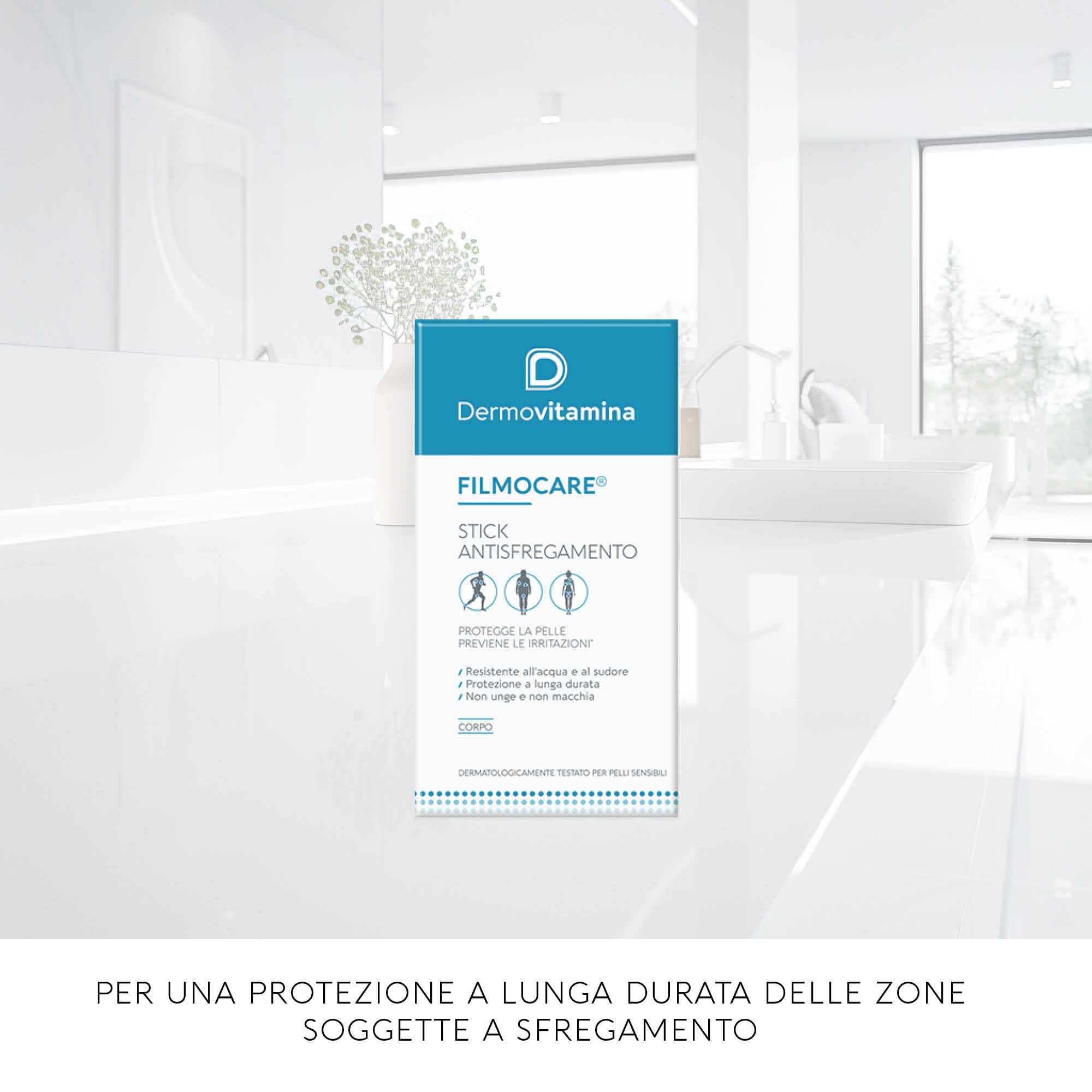 Dermovitamina Filmocare Stick Antisfregamento - Protezione Avanzata per la Pelle - Contro Irritazioni e Sfregamenti - Resistente all'acqua e al Sudore - 35 g
