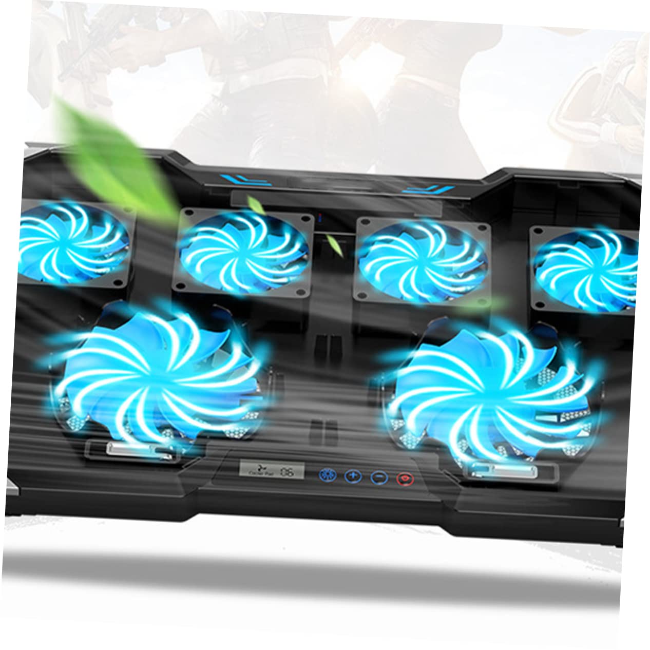 jojofuny Support de Refroidissement en Alliage pour Base Ventilée Réglage 7 Angles, Éclairage Rvb Ordinateur Portable de Jeu Usage Gaming