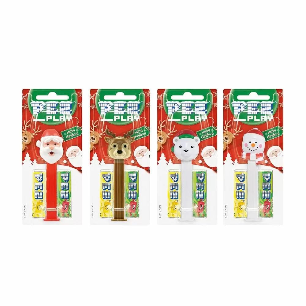 Noël Pez distributeur avec deux recharges (vendu à l'unité, un caractère aléatoire fourni)