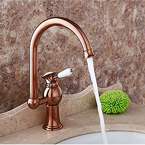 Maifeini Faucet, Faucet, Faucet, Wash Your Face, Wash Your Hands, Modern Bathroom Rose Gold Basin Series Heat Sink Mixer Tap Tap Ceramic Handle