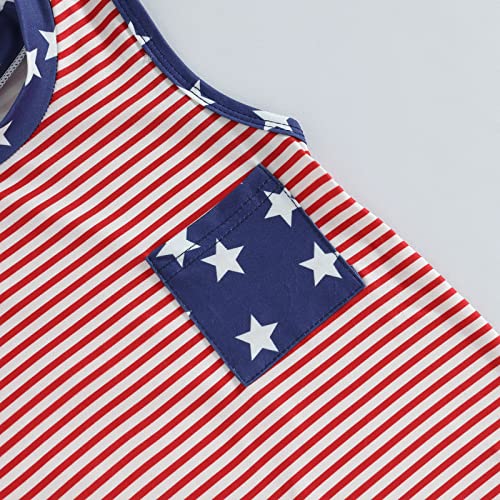 Twopumpkin Newborn Baby Boy Girl 4th of July Outfit American Flag Romper Sleeveess Jumpsuit Memoroal Day Patriotic Clothes4
