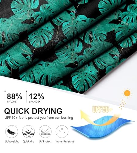 Obla Women's High Waisted Swim Board Shorts With Zipper Pockets Upf50+ Quick Dry Beach Shorts For Women With Liner(Leaf_Xs) #TOP5