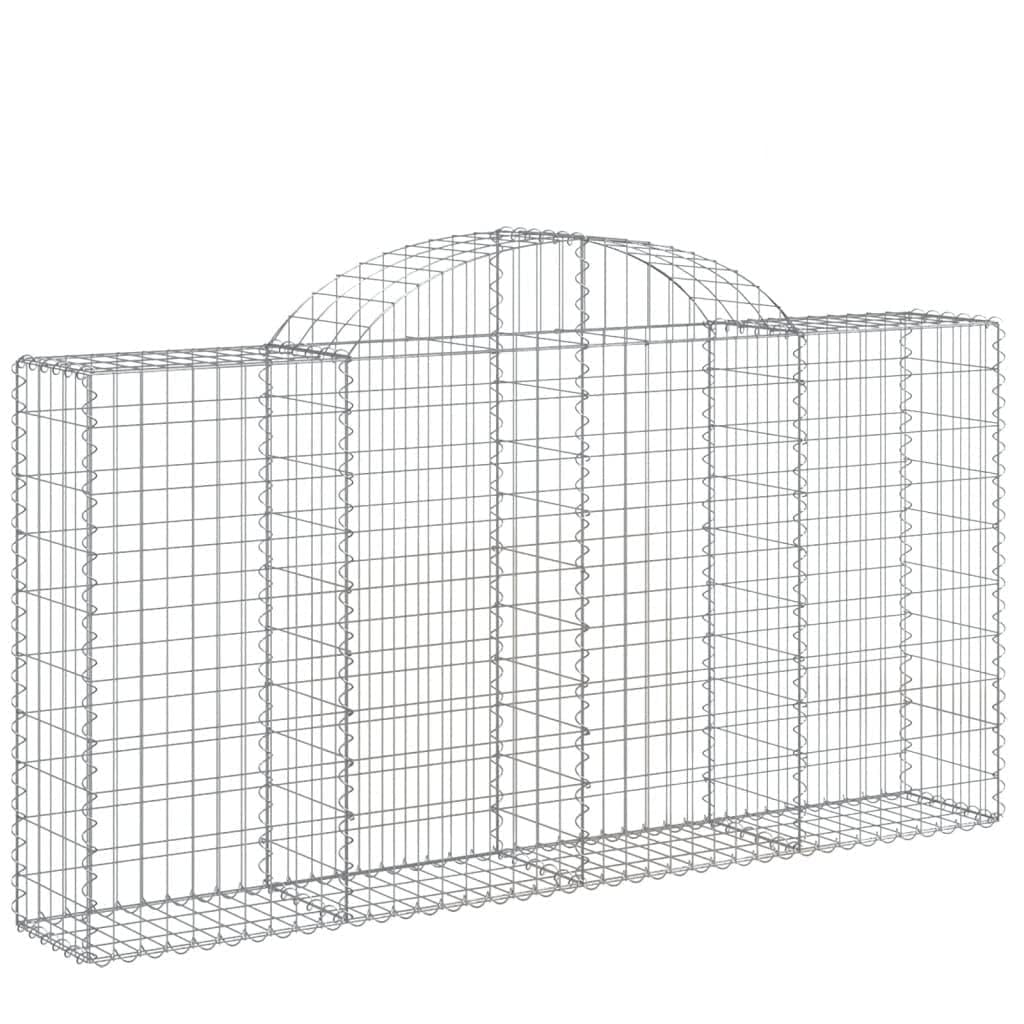 DYRJDJWIDHW Arched Gabion Baskets 8 pcs 200x30x100/120 cm Galvanised Iron Garden Fence Barrier Retaining Wall Sound Insulation Decorative Outdoor