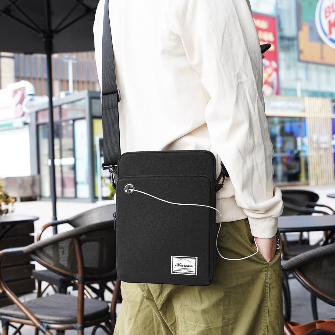 KIZUNA Tablet Sleeve Case 10 Inch Water Resistant Shoulder Messenger iPad Bag for 9.7" 10.5" 11" iPad Pro M2/10.9" iPad A14 Air 5/10.5" Surface Go 3/10.5" Samsung Galaxy Tab A S6/Huawei,Black - Image 7