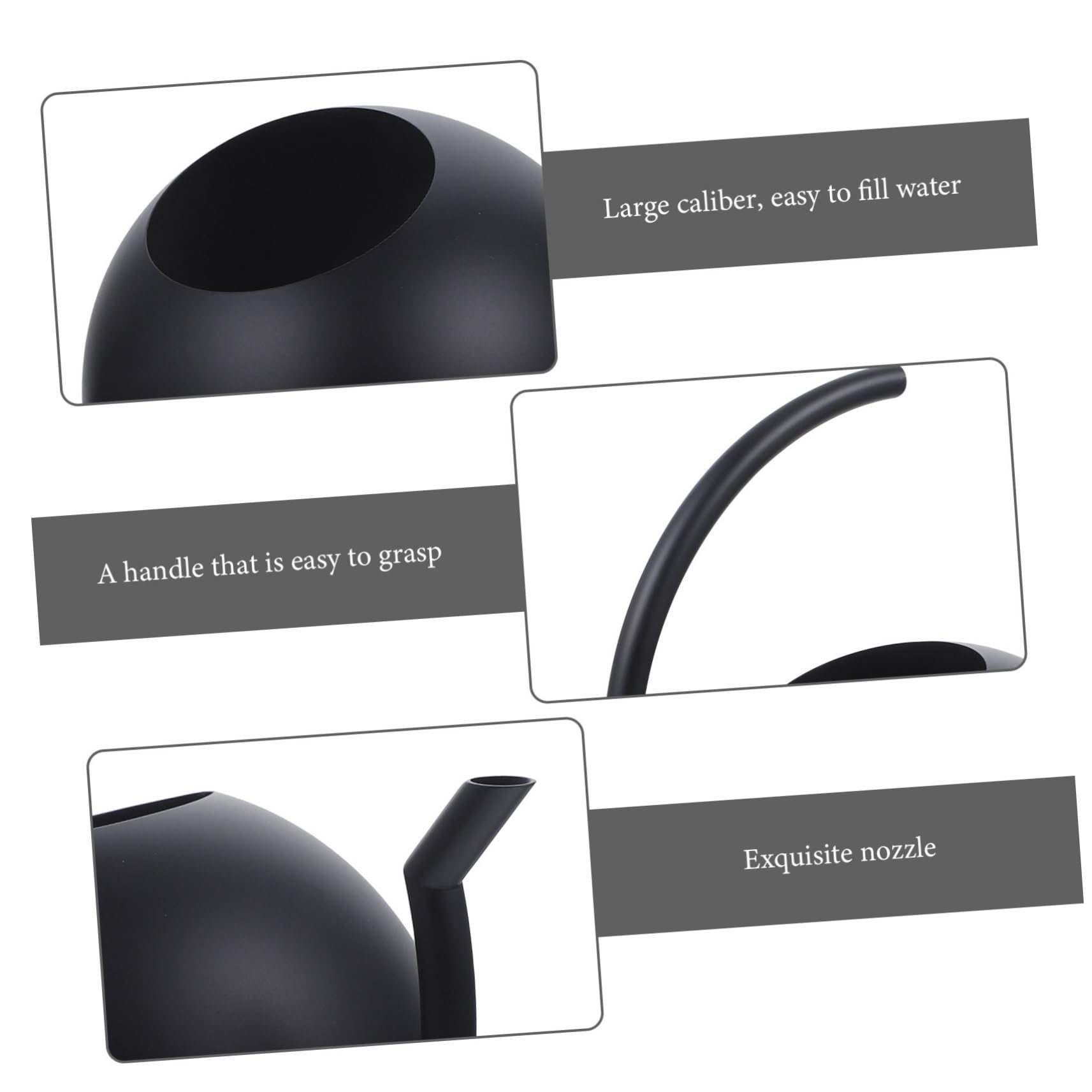 Arrosoir Simple 1l en Acier Inoxydable Noir pour Plantes et Maison
