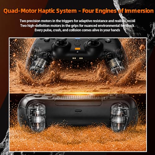 Image of Nonbliep for PS5 Controller, Dynamic Response Triggers Wireless Controller for PS5 /Slim /Pro /PC, Quad-Motor Haptic Vibration, 2000mAh, Mic, Speaker, 6-Axis Gyro Sensor - Black