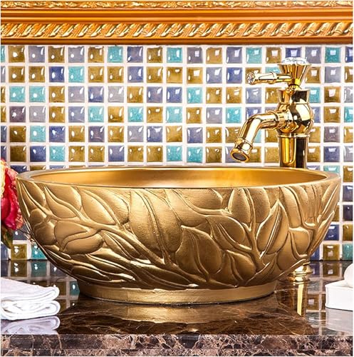 Ceramiczna umywalka nablatowa, okrągła umywalka nablatowa do eleganckiej dekoracji hotelu i domu