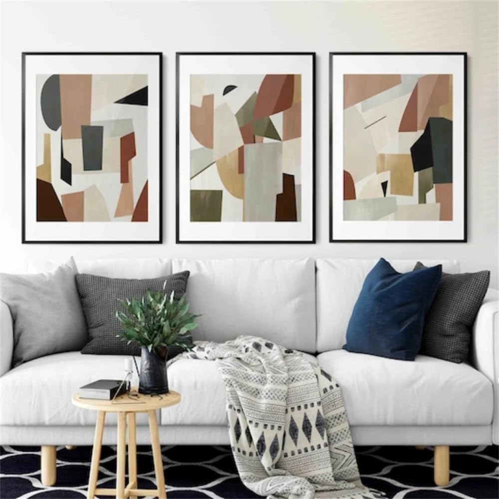 WUHBCZ Canvas Paints-Modern Earthy Shapes Abstract Geometric Art Gallery Wall Art Nordic Simple Abstract Art Poster Modern Living Room Kitchen Office Home Decoration-60 * 80cm/3PCS (No Frame)