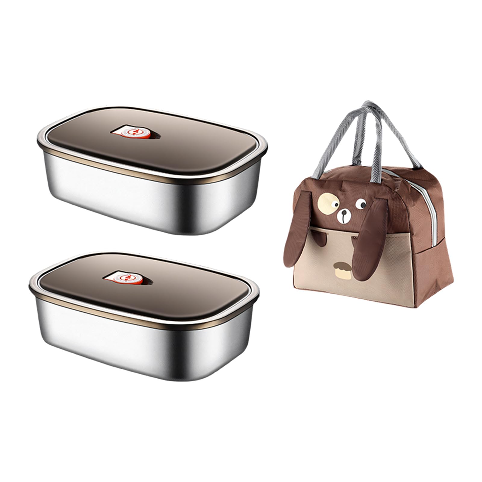 Jazuaiao A Meal Prep Food Container Set In Stainless Steel, Rectangular Lunch Box With Carry Bag For Campus Days, Packed Mains Steel Lunch Bag School Work Commute Food