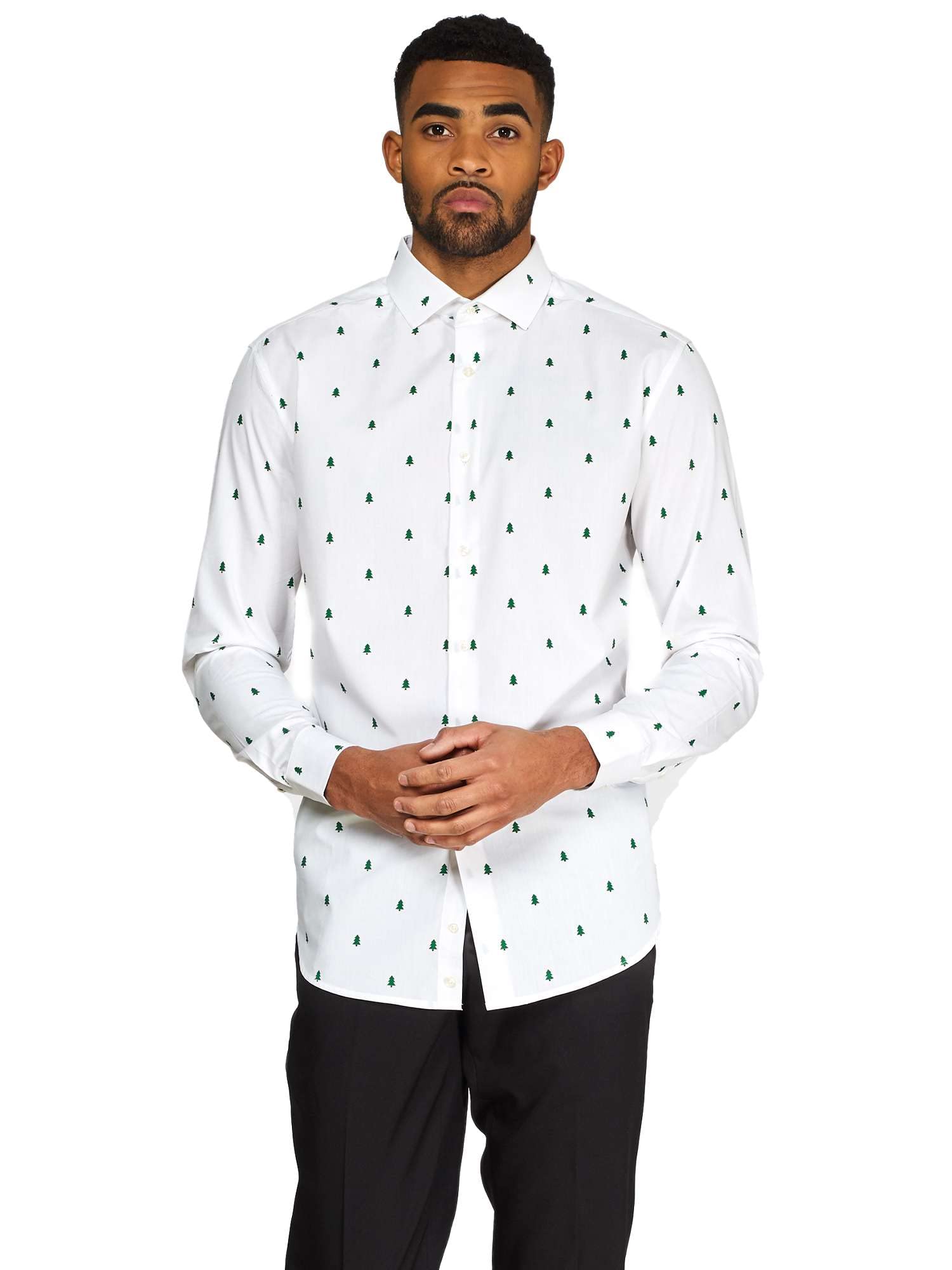 OppoSuits Herren Weihnachtliches Tailliertes Knopfleiste und Langen Ärmeln Hemd