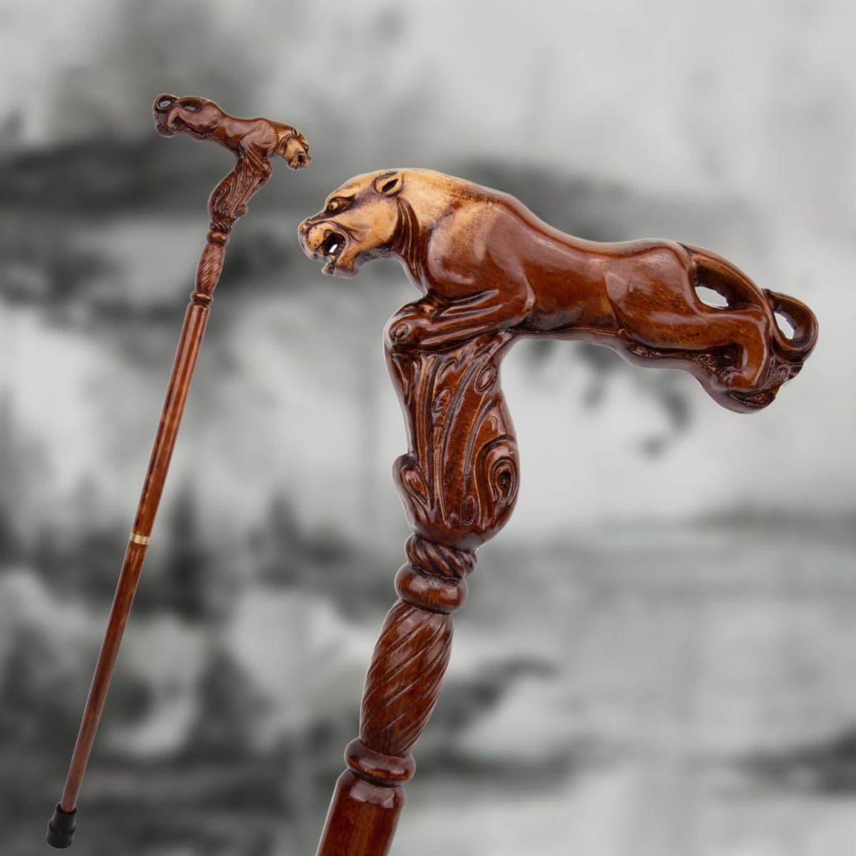 Bastone da passeggio in legno, intagliato a mano | alta qualità, per uomo e donna, per anziani, ergonomici, in legno massello naturale, di fascia alta, adatti per regali