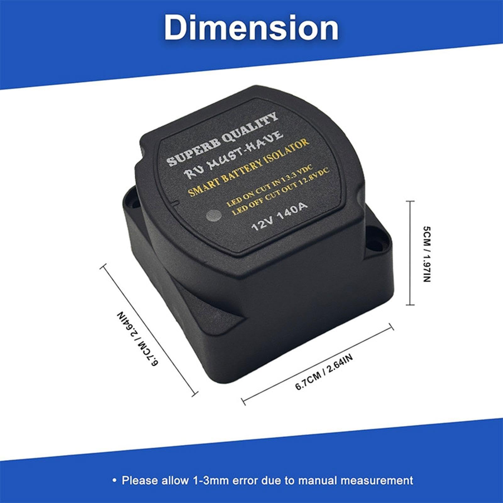 Qianly Aislador Inteligente de Batería Doble, 12 V, 140 a, Protector de Batería, Relé de Carga Automático de Alto Rendimiento para Vehículos Recreativos
