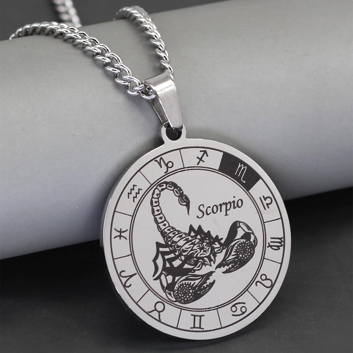 Ensemble collier et bracelet signe du zodiaque pour homme - Collier de constellation - Pendentif en acier inoxydable - Bracelet de perles élastique - Cadeau d'anniversaire