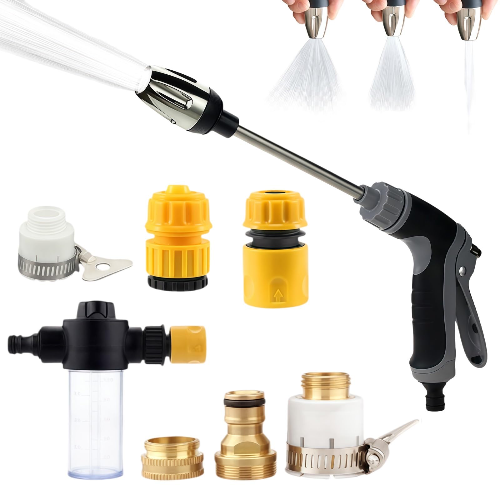 Aquoxis Pressure Washer, 2026 New Handheld High Pressure Aquoxis Pressure Washer Gun, 360° Rotating for Three Spray Modes, Quick Installation, for Car, Garden, Pet Shower(E)