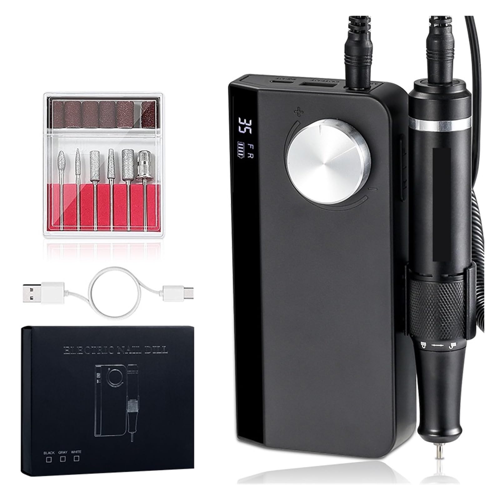 Amazon.co.jp: 電動ネイルケアキット 35000RPM 充電式ネイルドリル