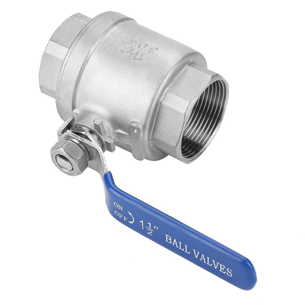 Akozon Robinet à Boisseau Sphérique 1-1/2" DN40 1000 WOG Robinets à Tournant Sphérique Filetage Femelle Acier inoxydable 304 à Deux Pièces avec Poignée