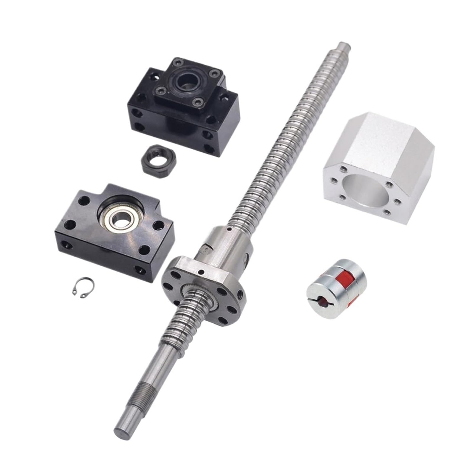 Metal Ball Screw nut 1pcs 20MM Ballscrew SFU2010 End Machined+RM2010 Single Ball Nut+ EK15 EF15 End Support+ Coupler Screw 2010(450mm)