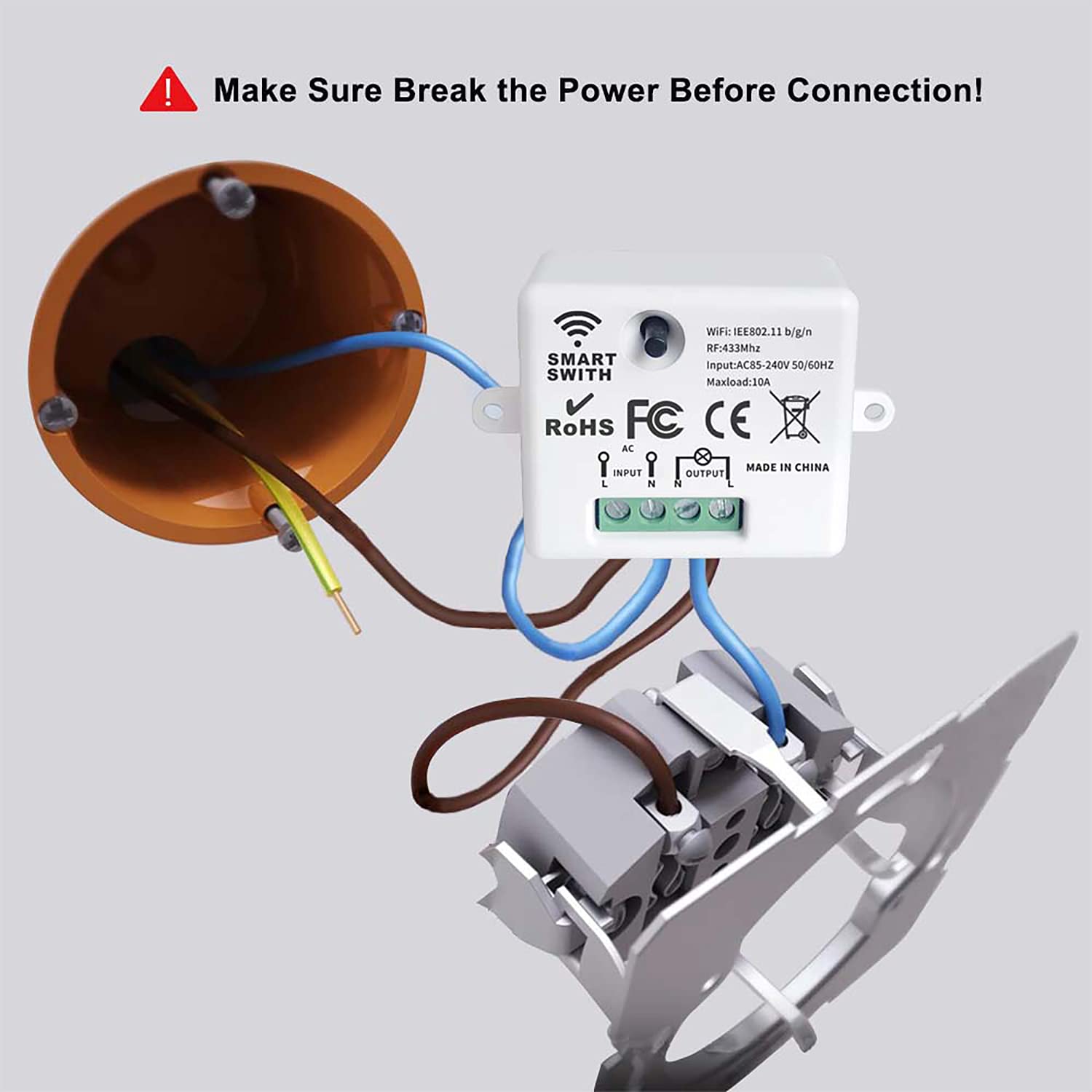 DieseRC Mini interruptor WiFi, receptor de control remoto de relé RF con 1 interruptor de pared inalámbrico, control inteligente por teléfono a través de la aplicación Tuya, Alexa/Google Home