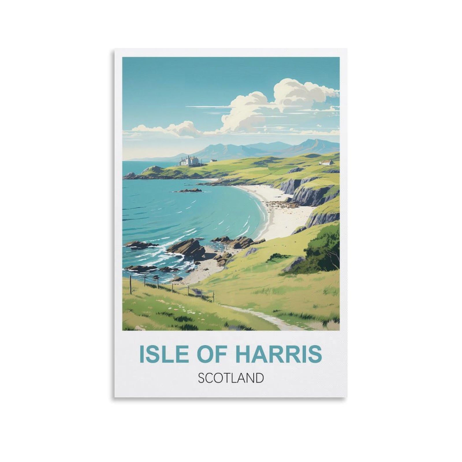 Heybox Unframe-Style Isle Of Harris Scotland Vintage Travel Poster 08X12inch(20X30cm) Canvas Prints Wall Art Paintings For Home Office Living Room Decor