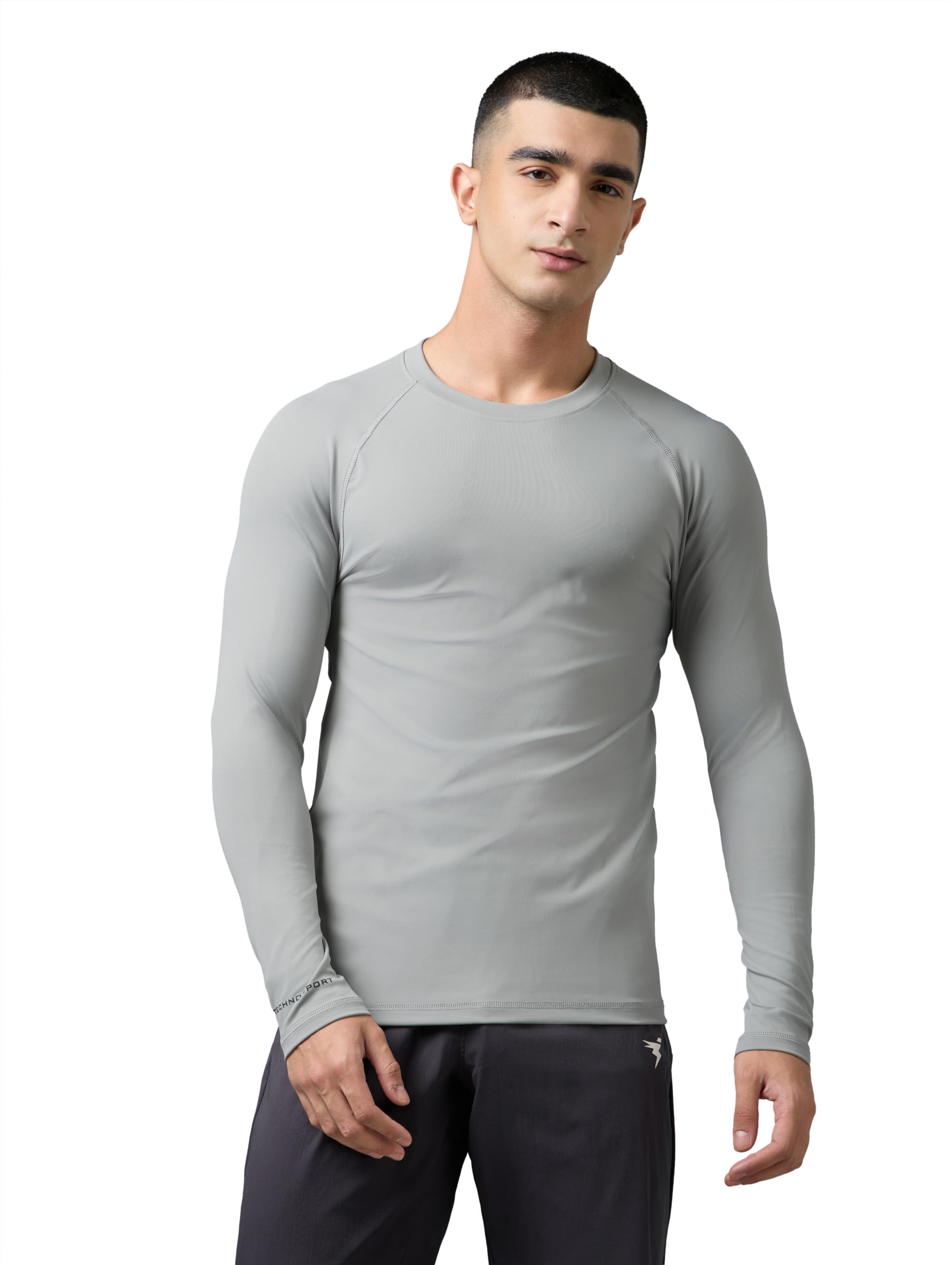technosport Men’s Compression Full Sleeve T-Shirt 4-Way Stretch Slim Fit Gym & Workout Tee Quick-Dry Moisture-Wicking Athletic Training Wear ElastoPlus Fabric Technology for Comfort & Flexibility-picture-14