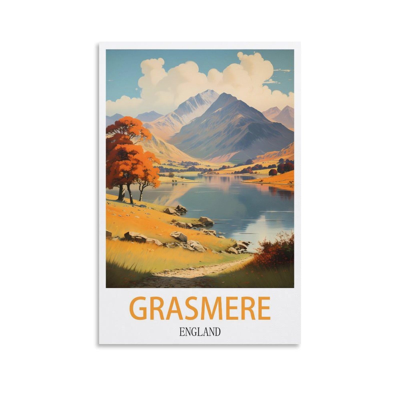Vintage Metal Tin Signs Grasmere Englands Art Retro Plaque for Bars Pub Playroom Man Cave Wall Decor 15x30cm