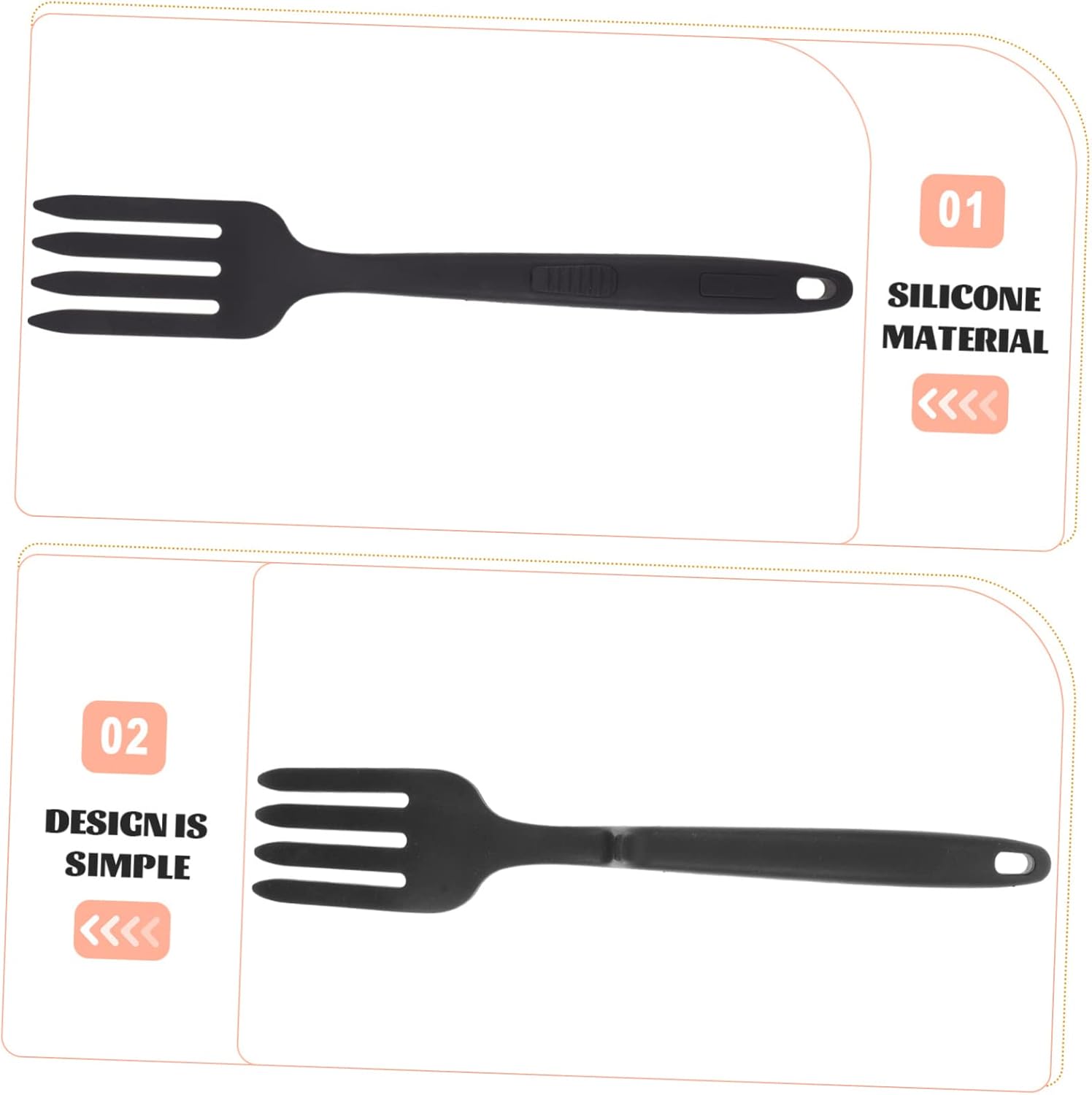 Large Silicone Cooking Fork for Kitchen Salad Mixing and Serving Non Scratch Heat Resistant Pasta and Fried Noodle Utensil Smooth Rounded Edges for Safe Comfortable Use