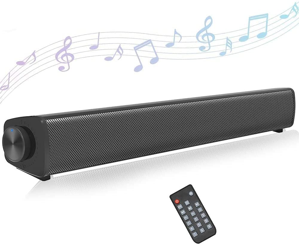 Sound Bar for TV Soundbar with Dual Built-in Subwoofer 15.8 Inch 3D Surround Sound for Home Theater Wired & Wireless Bluetooth 5.0 Audio Speaker for PC/Phone 3 Equalizer Modes with DSP Remote Control