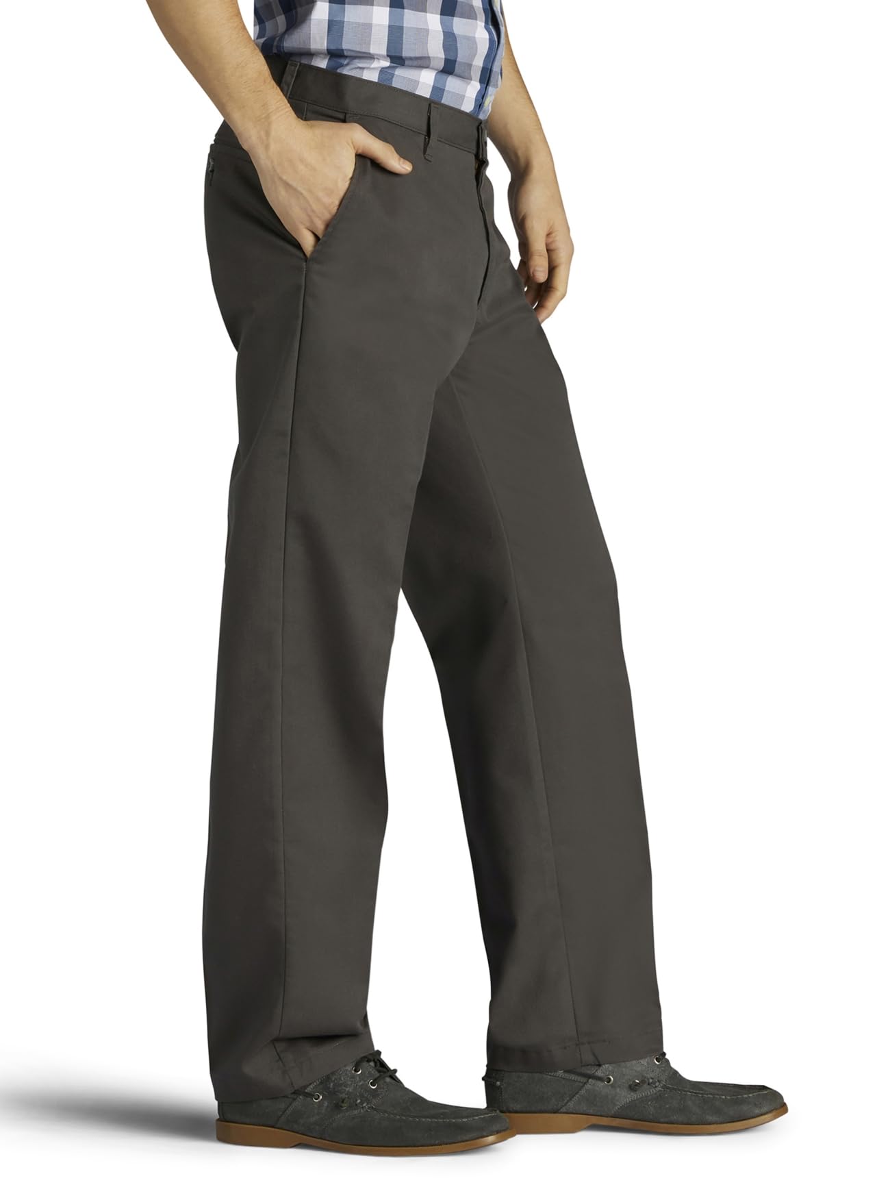 Lee Herren Total Freedom Stretch Relaxed Fit Flat Front Pant Lssige Hose, anthrazit, 32W / 30L – Ansicht 2