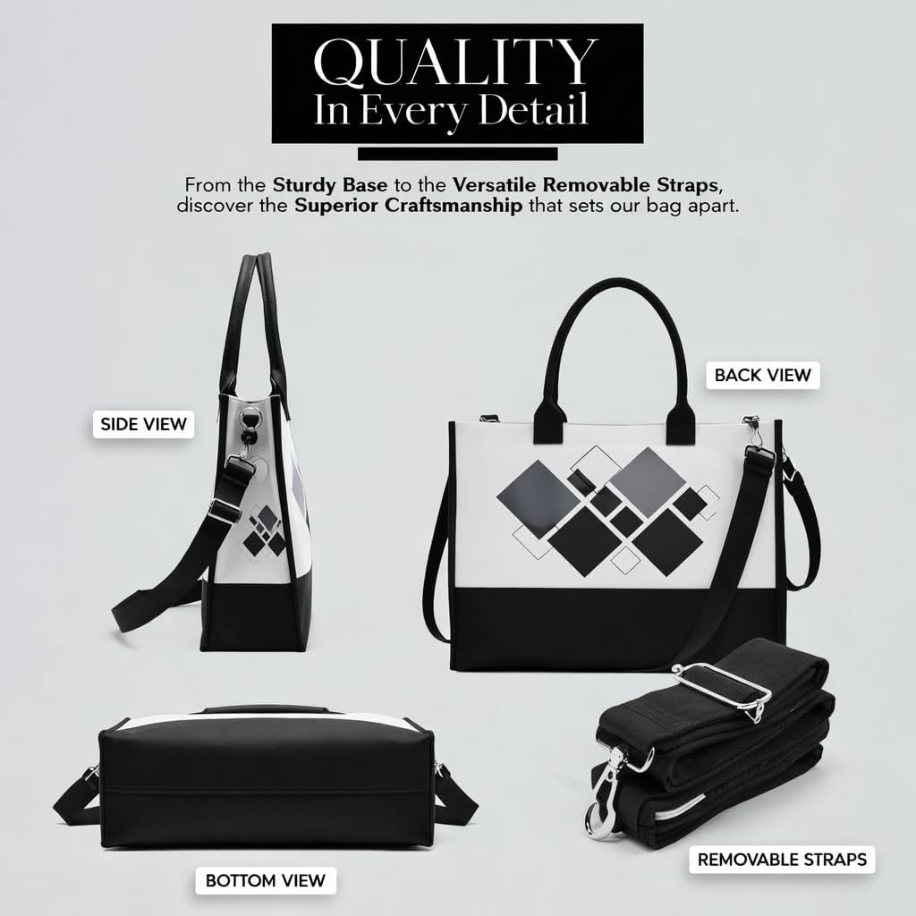 Canvas Hand Printed Tote Bag for Women - Reusable Tote with Zipper for Travel Crossbody Bag - Gift Ready