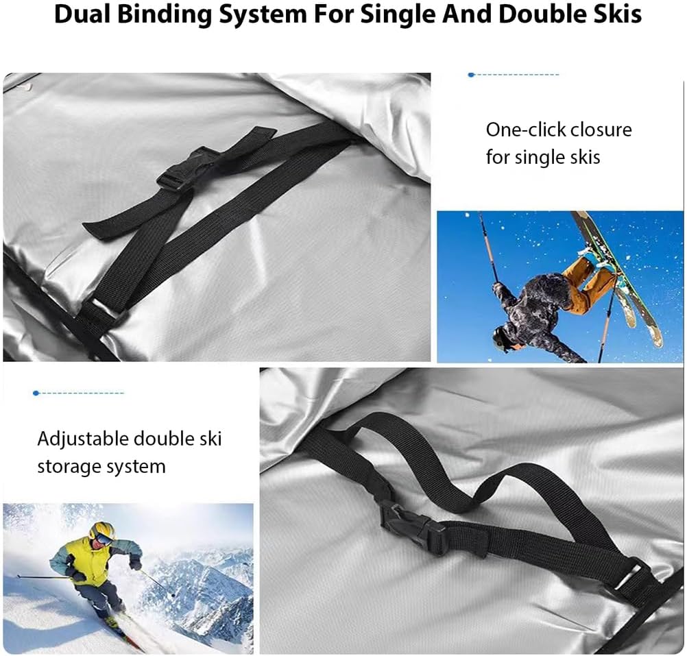 Waterproof Snowboard Bag with Wheels Roller Snowboard Bag Padded 3 Outside Bags Extendable from 160-170CM, for Air Travel, Fit Single Ski/2 Sets Skis