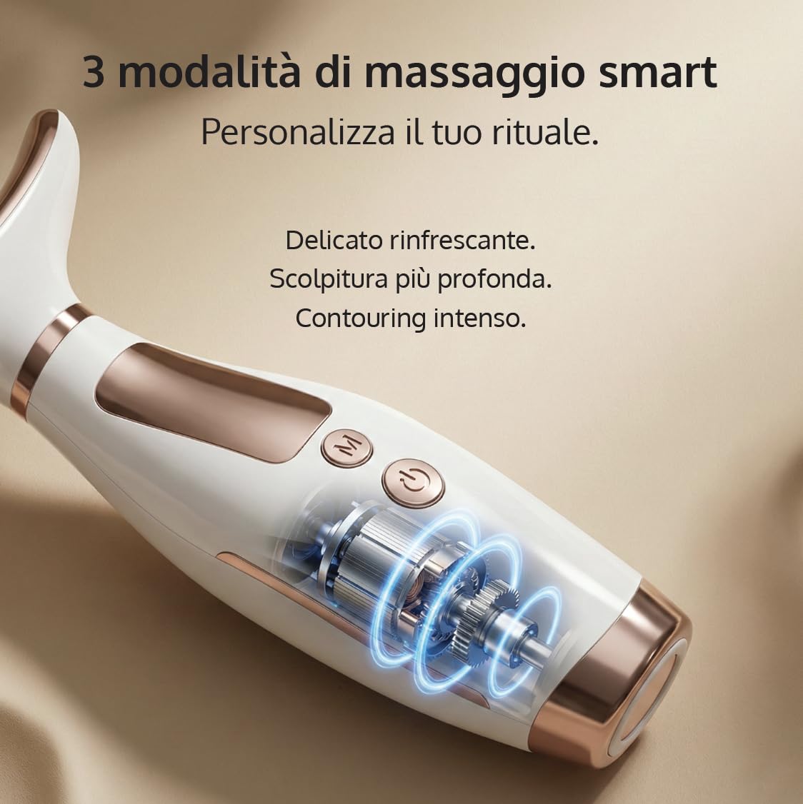 Massaggiatore Viso Angelite, Scolpitore Viso LED & Dispositivo Lifting Facciale per Rassodare & Scolpire, Strumento Rassodante con Calore & Vibrazione per Mascella, Guance & Collo, Garanzia di 2 Anni
