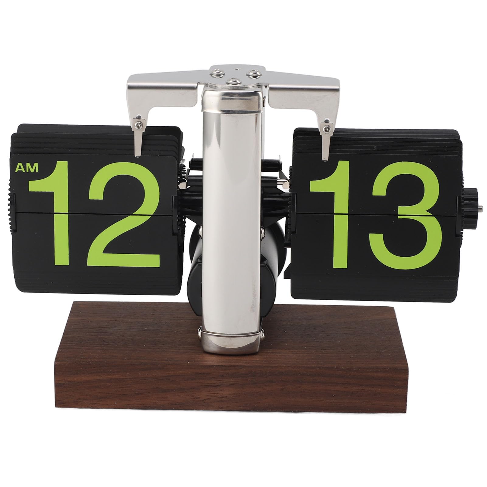 Emoshayoga Reloj de Escritorio Retro con Tapa, Atractivo Diseño Moderno, Visualización Precisa de la Hora para Estudio, Sala de Estar y Oficina, Nogal Negro, 5,6"
