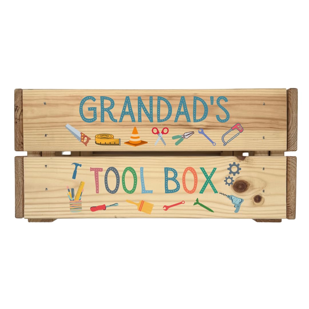Second Ave Grandad's Tool Box Wooden Crate Storage Tidy Father's Day Gift