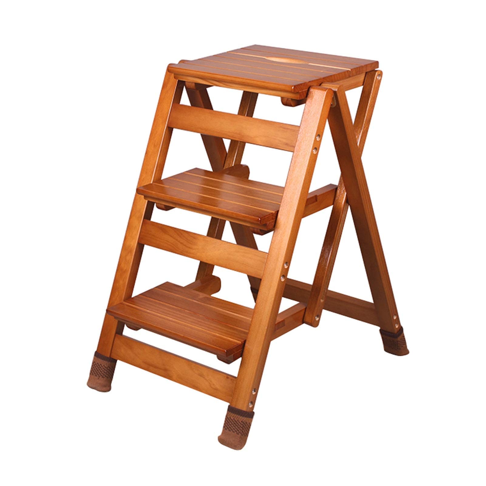 ZGYOZMNG 3 Steps Wooden Folding Ladder Chair Stool for Kitchen Home Library Multi purpose Shelving Ladder with 200kg Capacity Household Portable Climb Stepladder