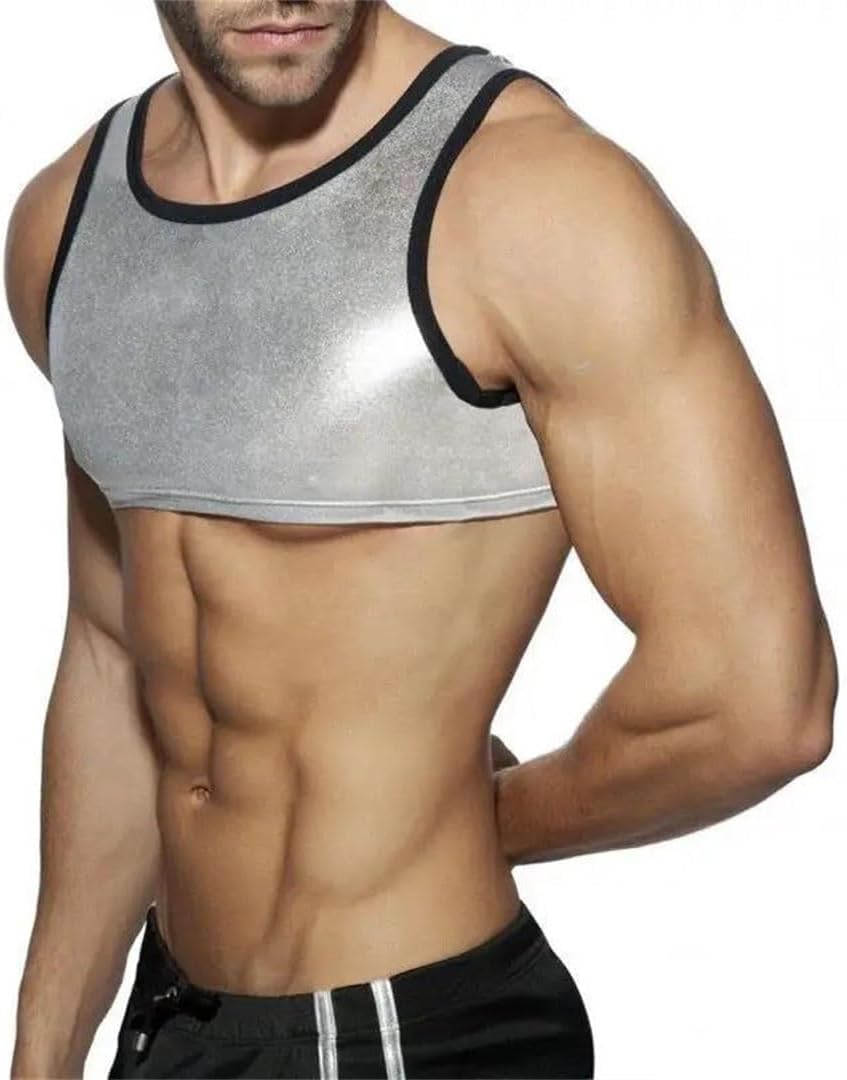 Men Tank Tops Patchwork O Neck Sleeveless Slim Fit Casual Sports Vest