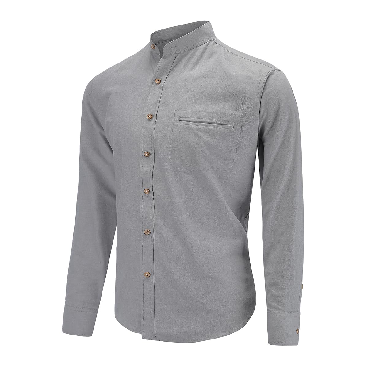 Dioufond Grandad Shirts for Men Long Sleeve Mandarin Collar Shirt Mens