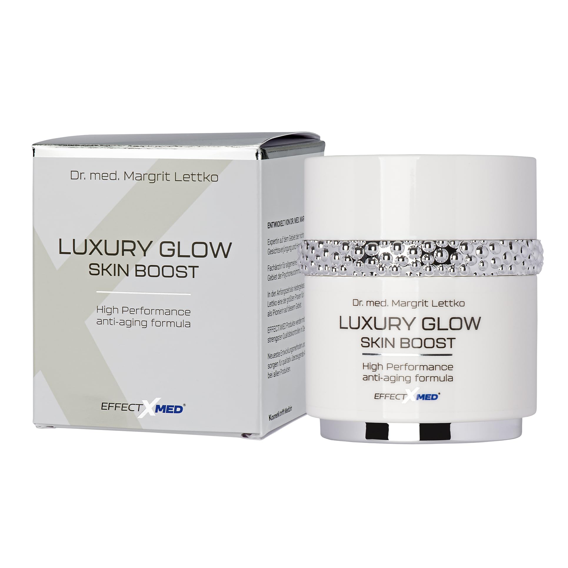 EFFECTXMED – Luxury Glow Skin Boost krem przeciwzmarszczkowy 50 ml – bardzo skuteczny krem nawilżający z ekstraktami roślinnymi opracowany przez Dr. Margrit Lettko – medyczny krem do twarzy
