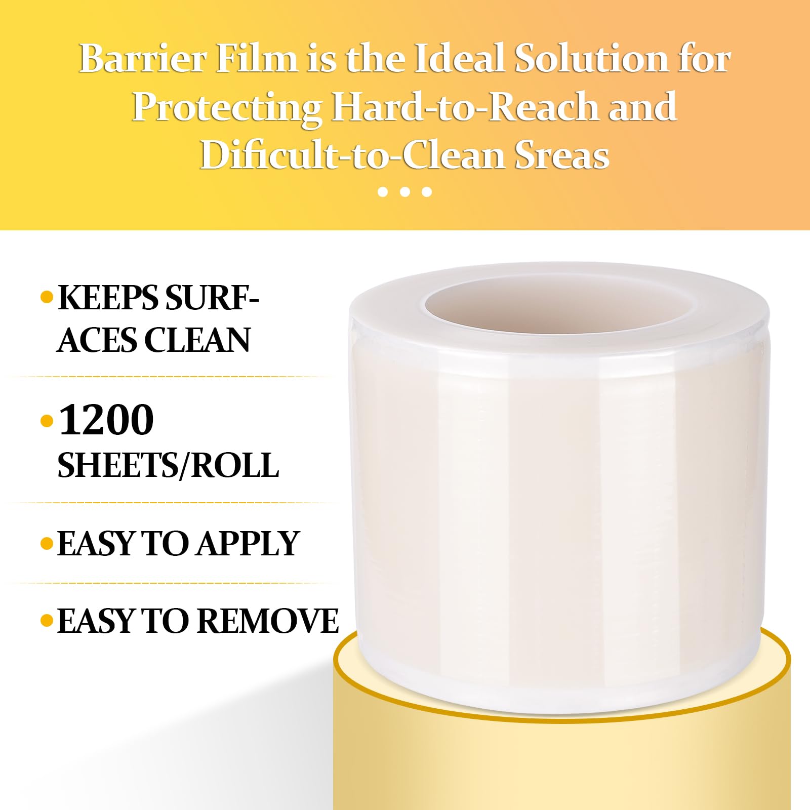 1200pcs Barrier Film Roll Disposable Tattoo Barrier Film Dental Barrier Film Perforated Adhesive Barrier Tape Sheets Tattoo Supplies (Light Yellow)